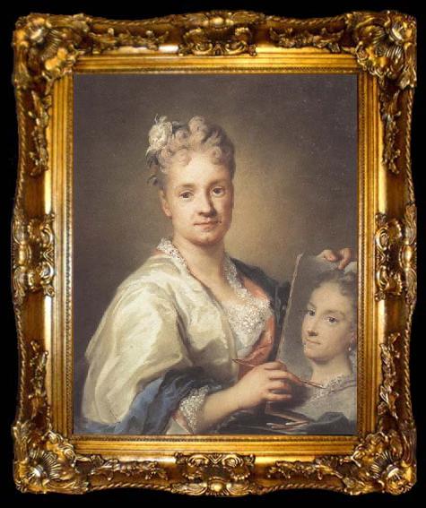 framed  Rosalba carriera Self-portrait with a Portrait of Her Sister, ta009-2